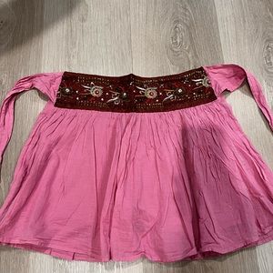 New Junior pink Mini Skirt with beaded belt